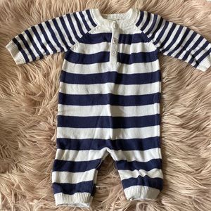 Boys Striped Sweat Romper 3m